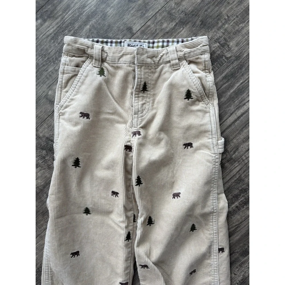 Best &‎ Co Boys Size 5 Corduroy Pants Christmas Tree Bear Embroidered